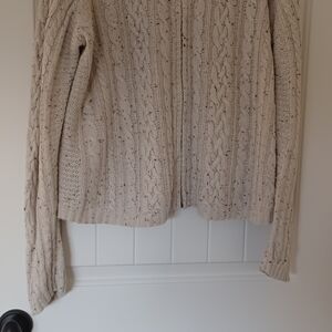 Beautiful Silk Blend, Front Zipper, Cabke Knit Cardigan, Size Large